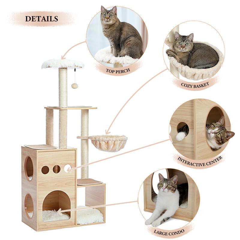 Luxurious and unique cat tower with 3 beds