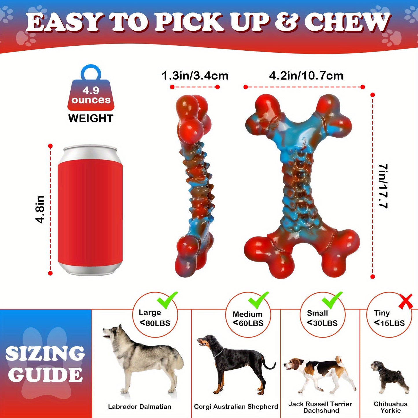 2 Pack Tough Indestructible Toy for Large Dog
