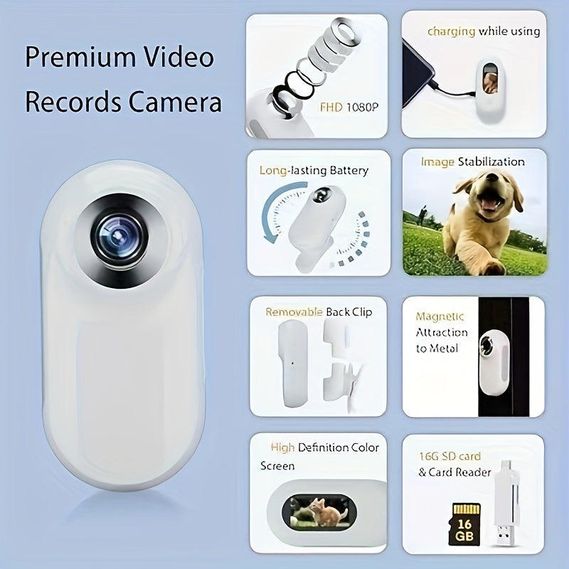 Adjustable USB Rechargeable Pet Camera Collar - 1080P HD,