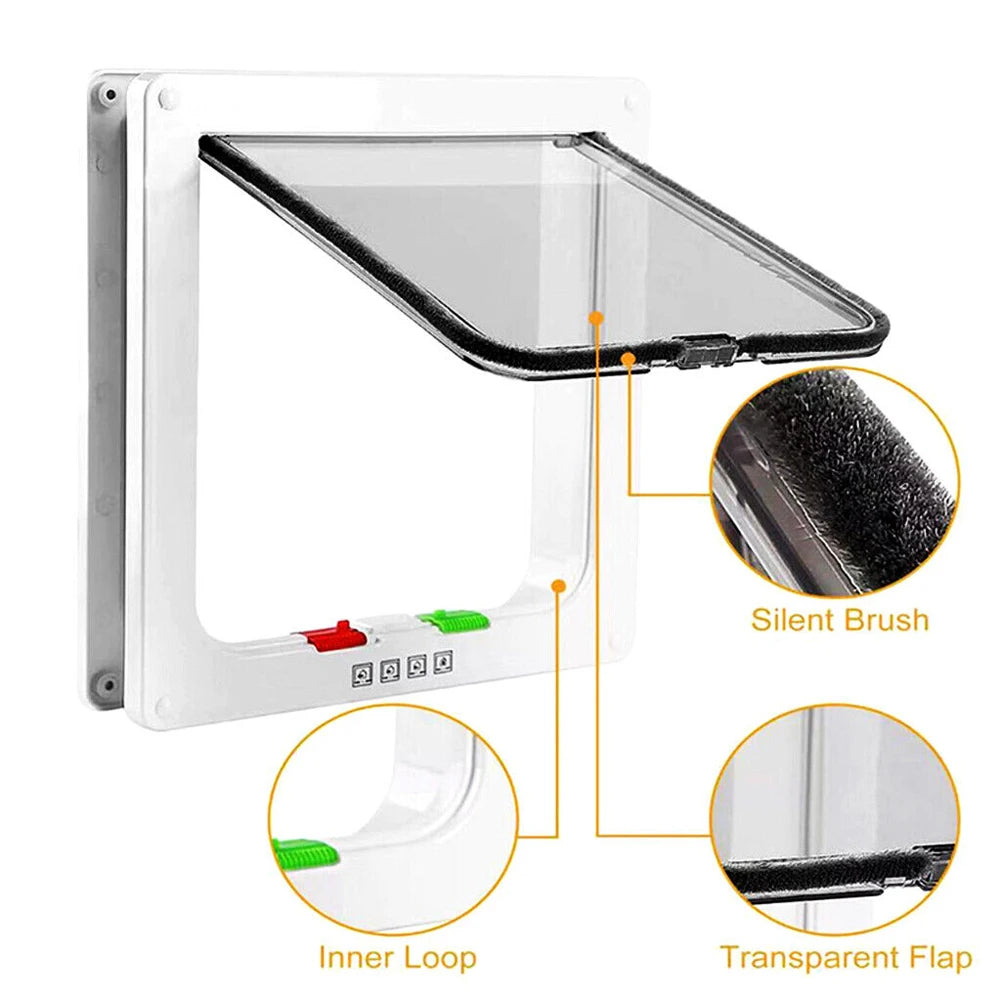 Four-Way Lock Dog Cat Flap for Small Pets