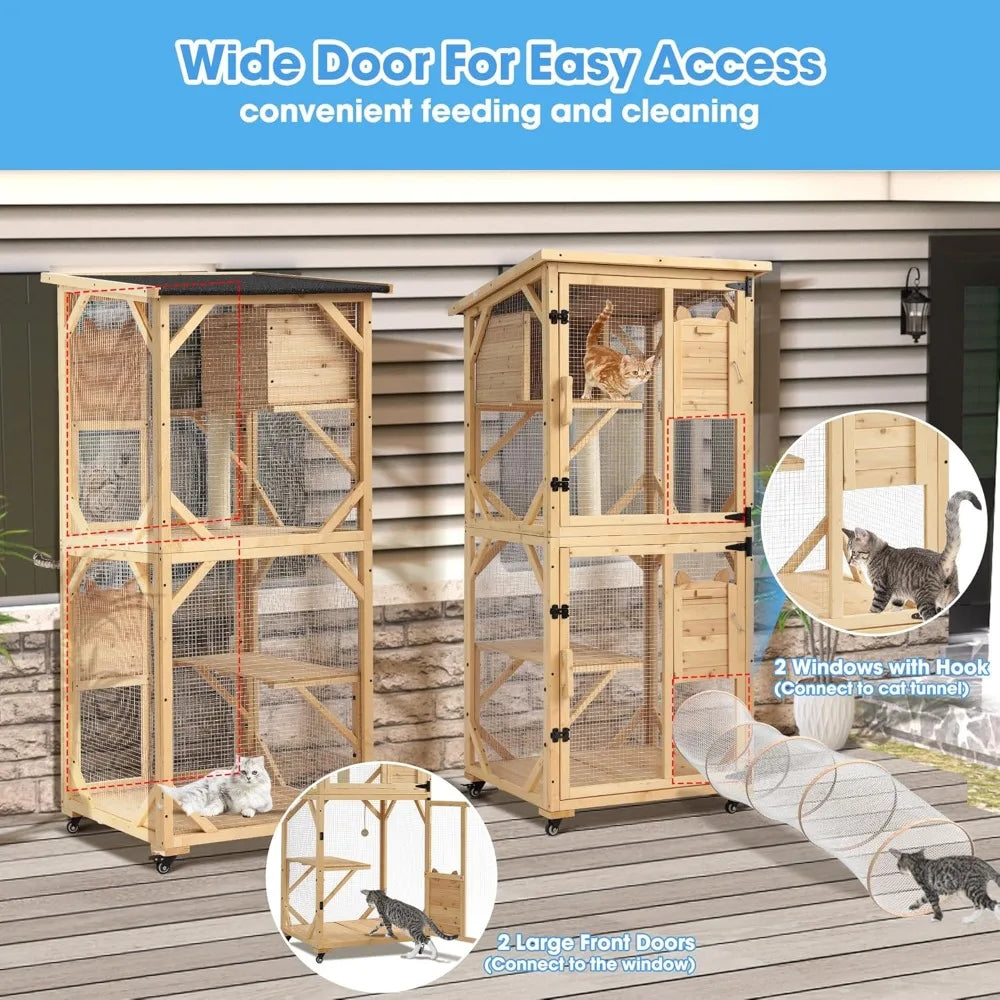 Outdoor Cat Enclosure with Scratcher