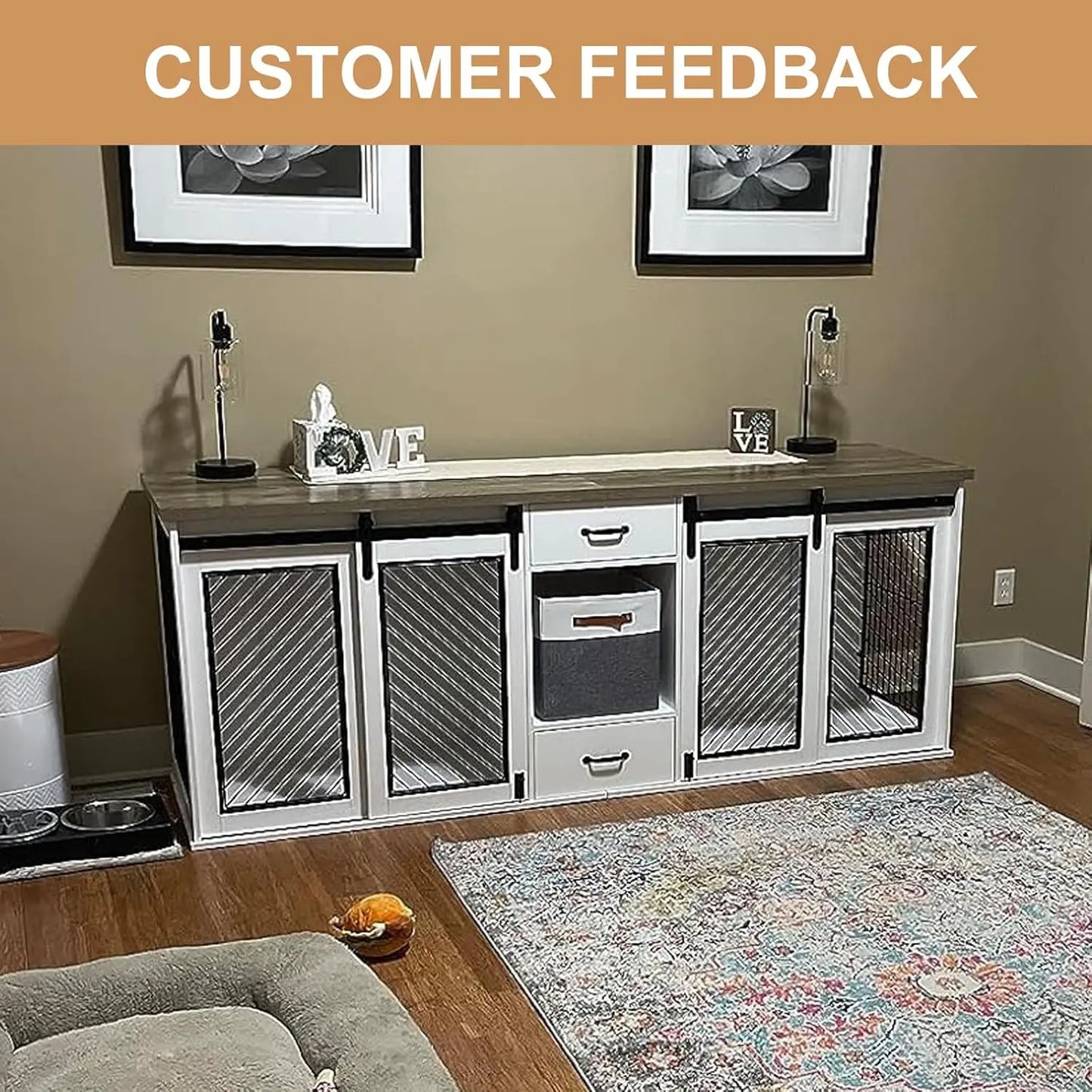 85" Sliding Door Double Kennel for 2 Dogs