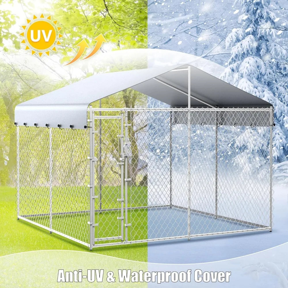 10x10x6.56ft Anti-Rust Dog Kennel Outside with Roof,