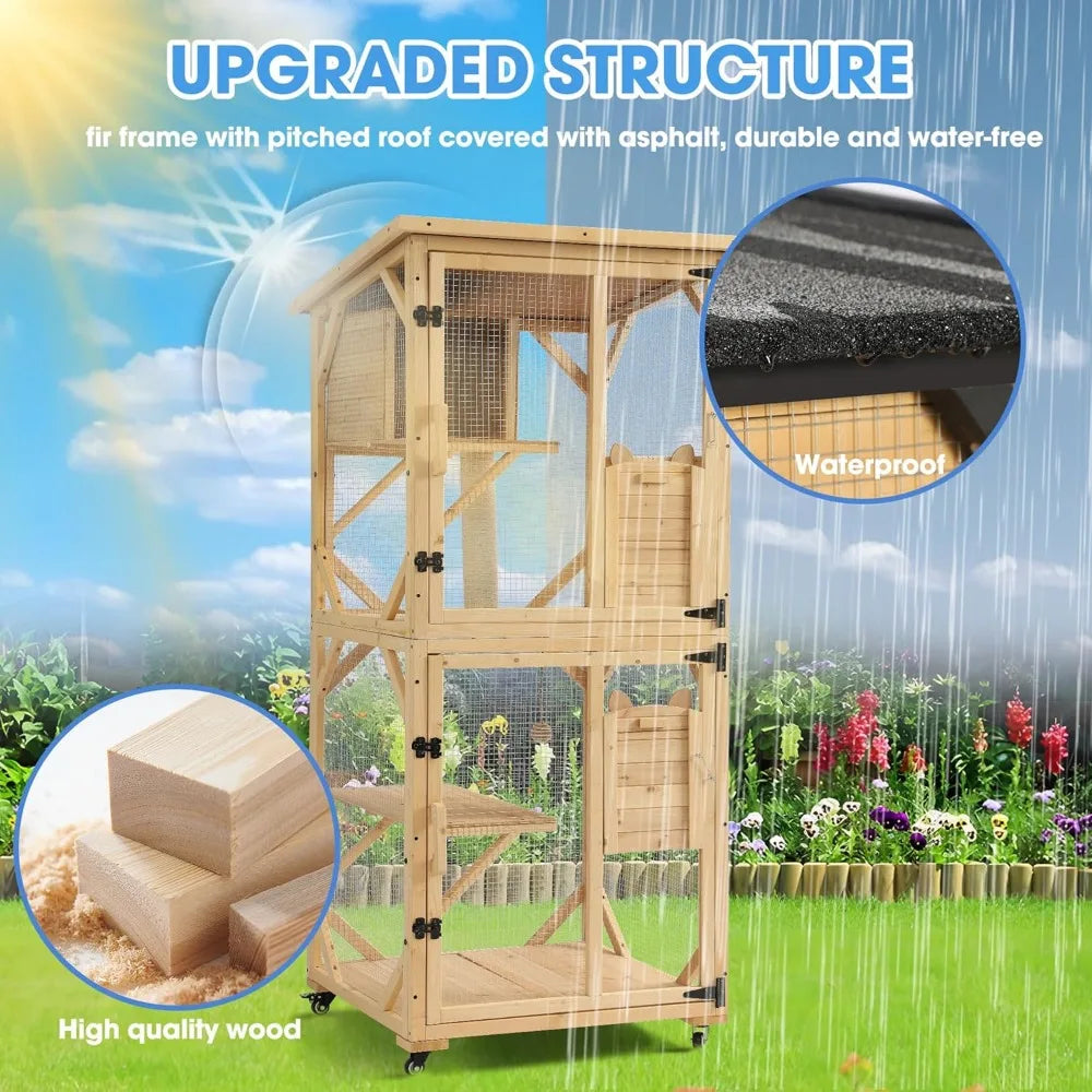Outdoor Cat Enclosure with Scratcher