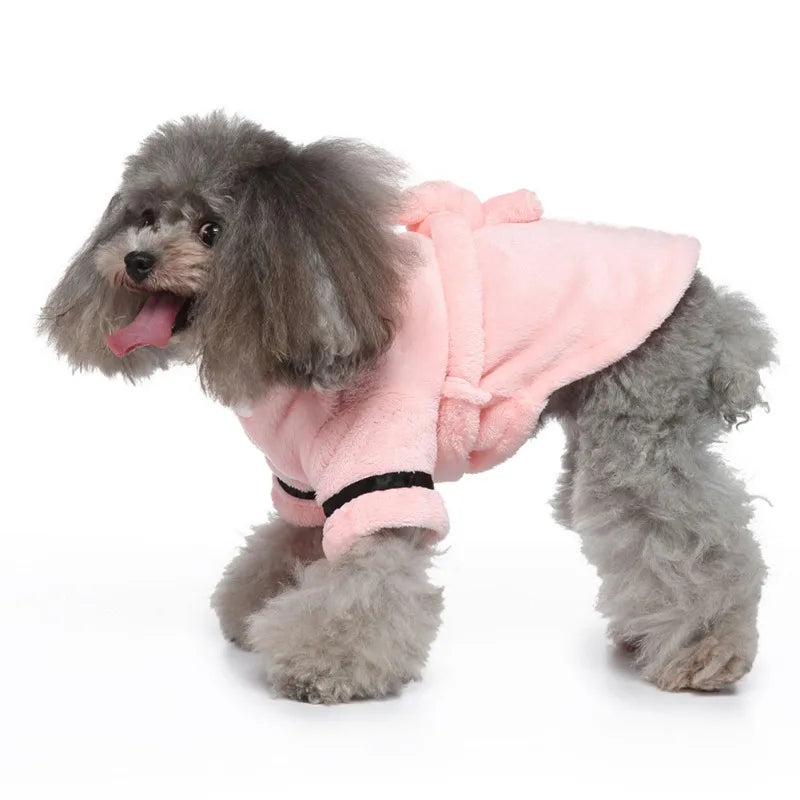 Pet Dog Bathrobe with Hooded Dog for Drying