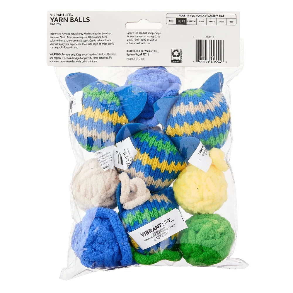 Colorful Catnip Yarn Balls 9 Pack
