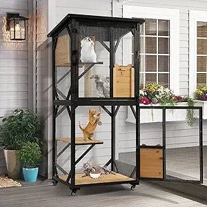 Outdoor Cat Enclosure with Scratcher