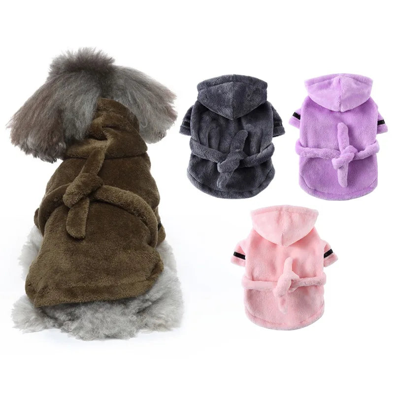 Pet Dog Bathrobe with Hooded Dog for Drying