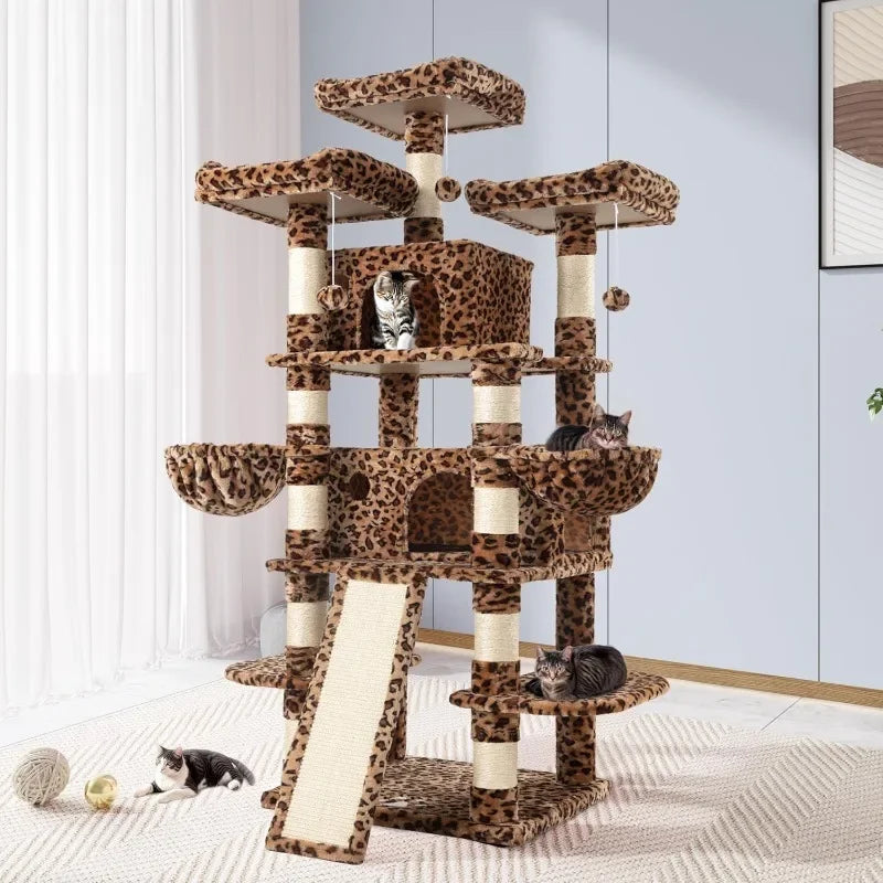 68 Inches Cat Climbing Scratching Tree House