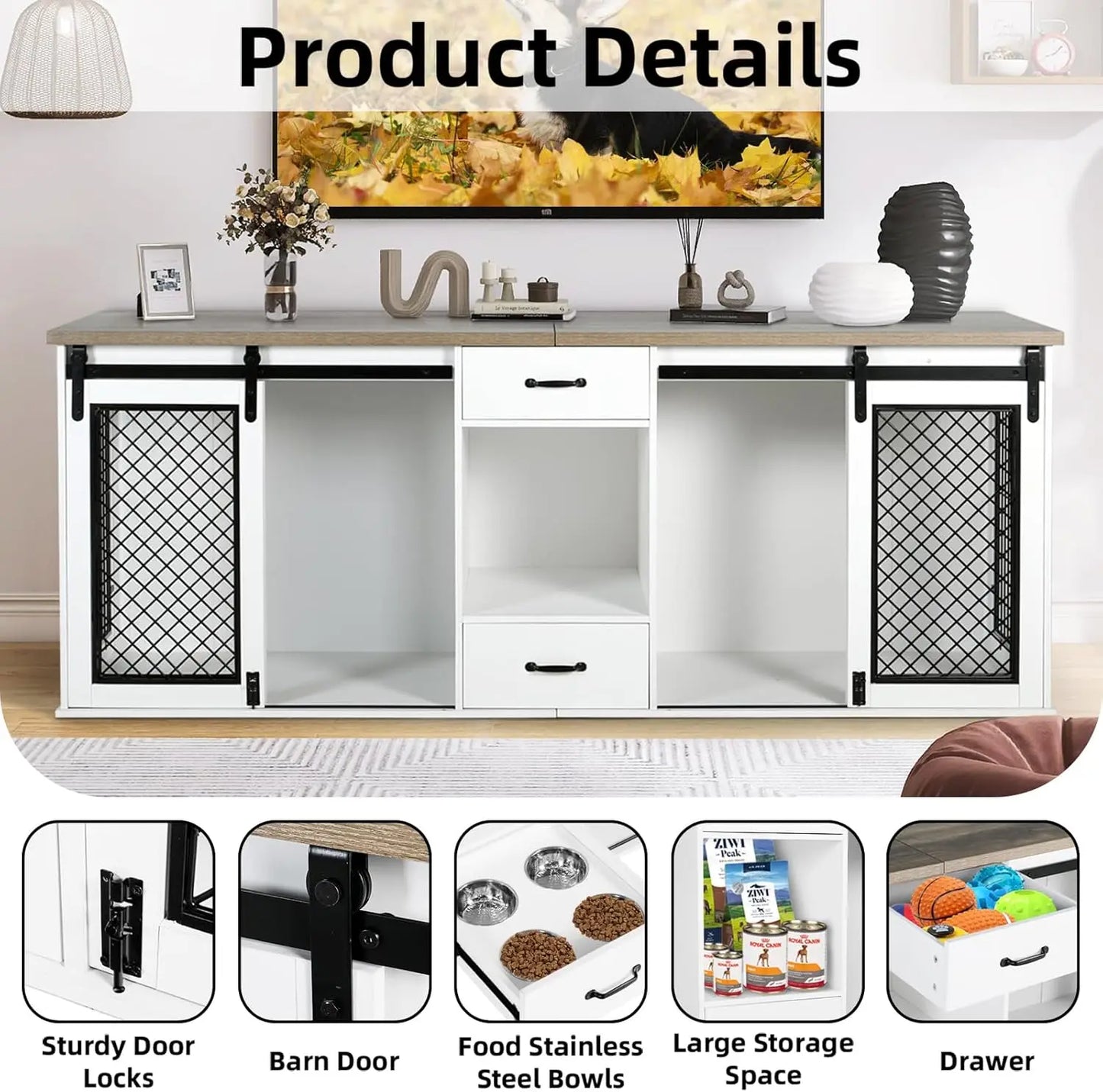 85" Sliding Door Double Kennel for 2 Dogs
