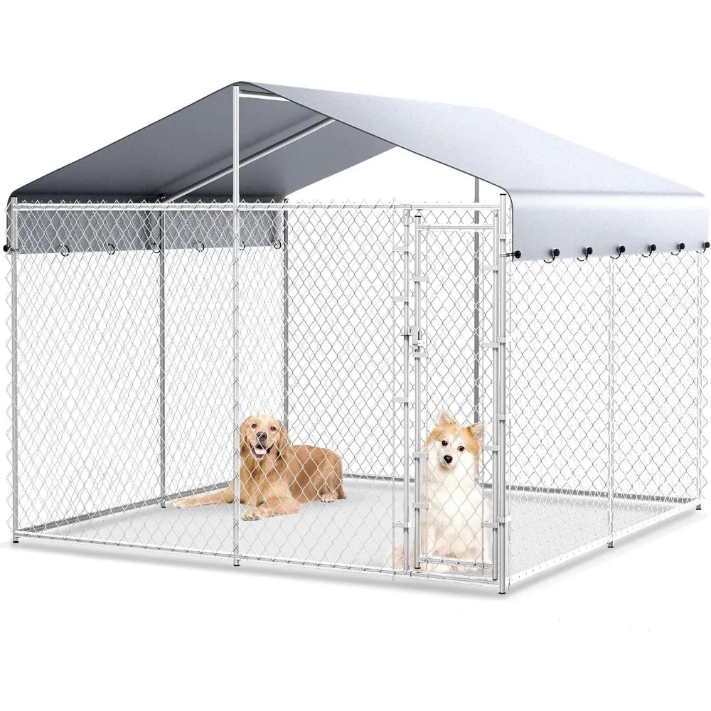 10x10x6.56ft Anti-Rust Dog Kennel Outside with Roof,