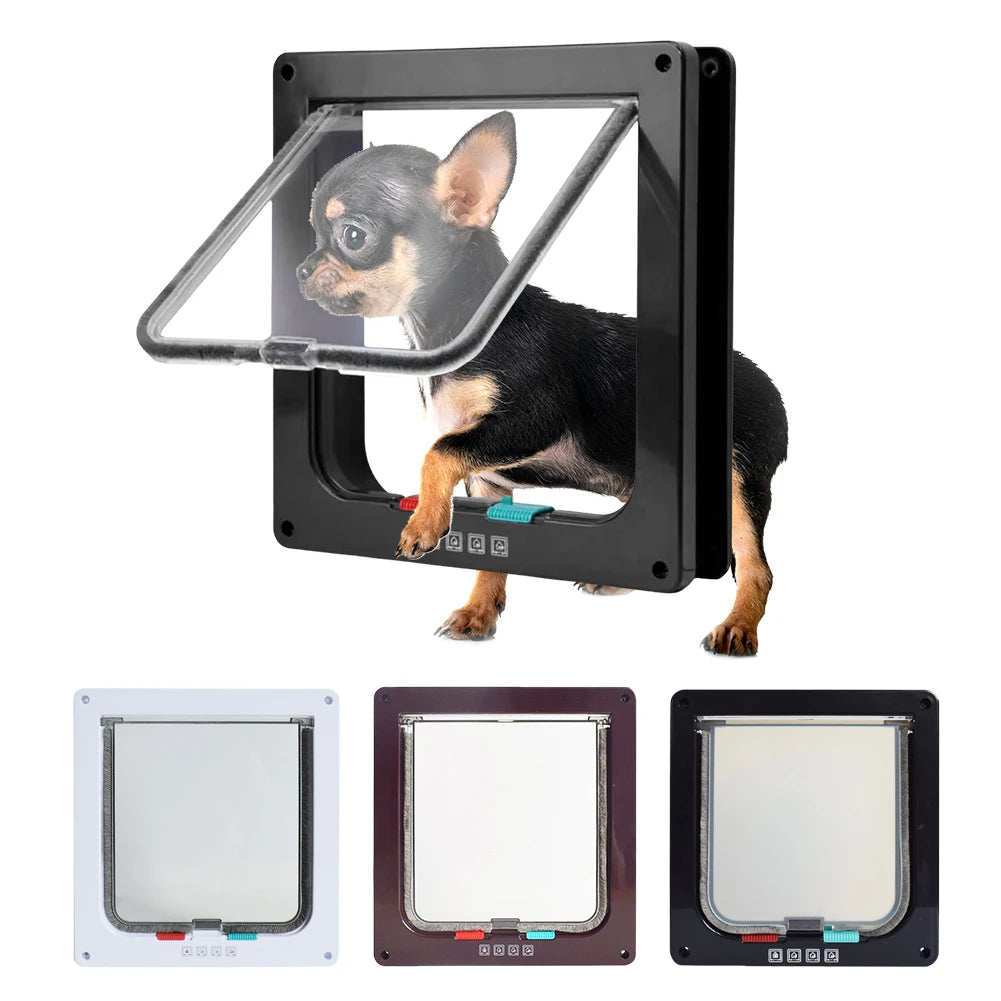 Four-Way Lock Dog Cat Flap for Small Pets