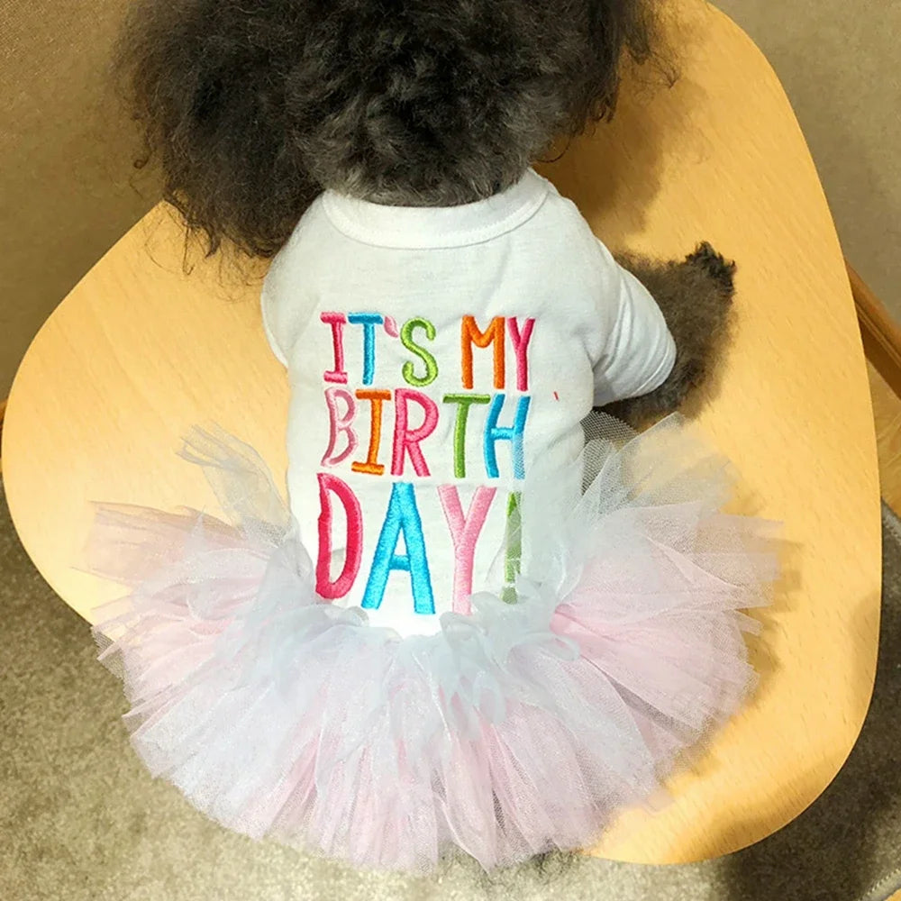 Birthday Tutu Dress for Small Medium Dogs