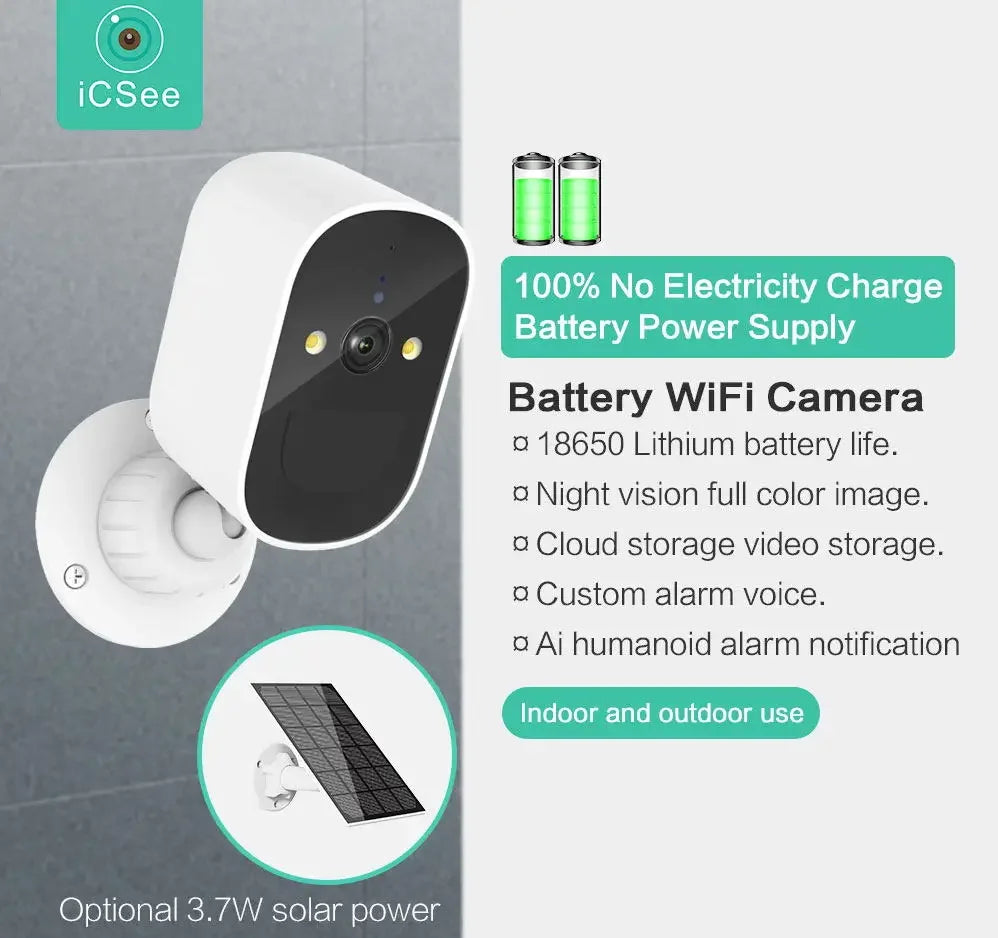 Rechargeable Battery Powered IP Camera Home Surveillance Protection