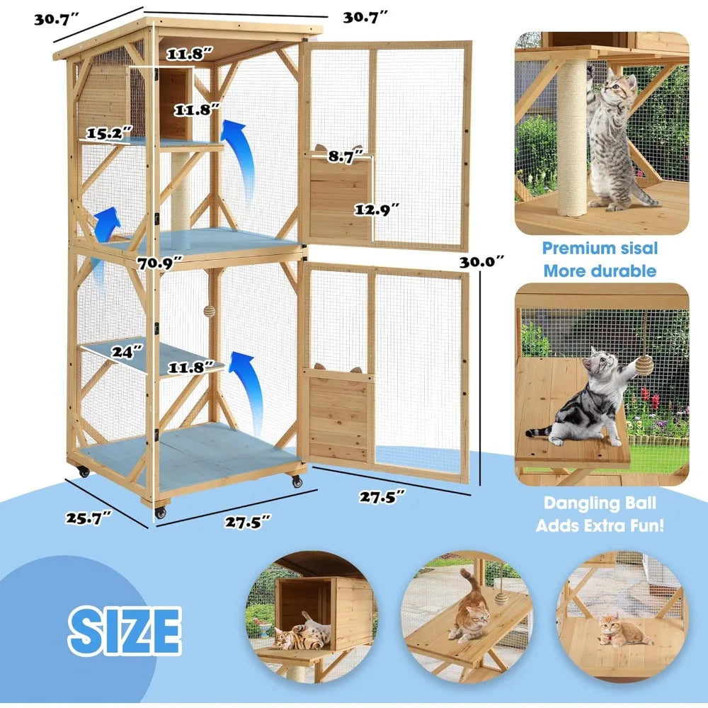 Outdoor Cat Enclosure with Scratcher