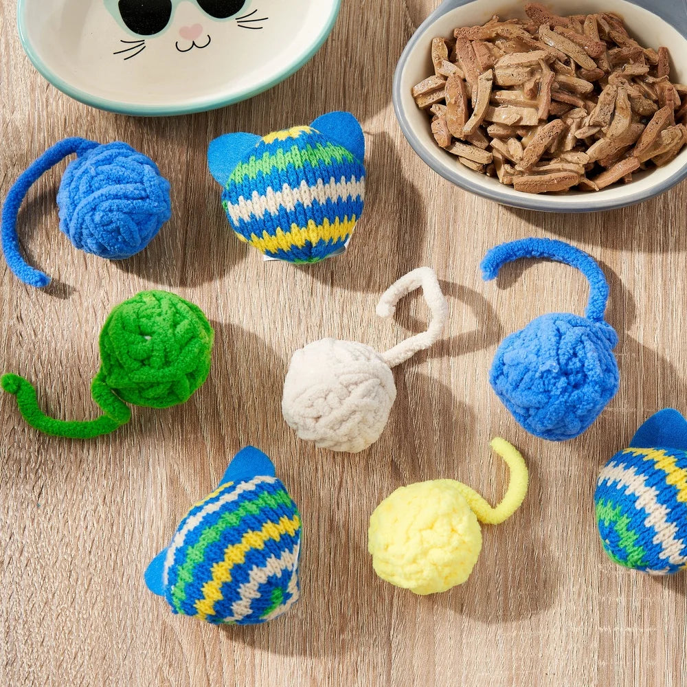 Colorful Catnip Yarn Balls 9 Pack