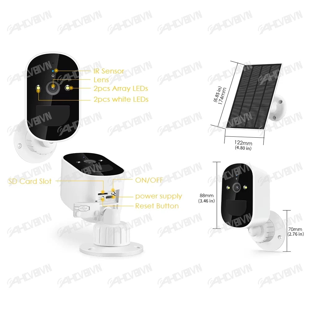 Rechargeable Battery Powered IP Camera Home Surveillance Protection