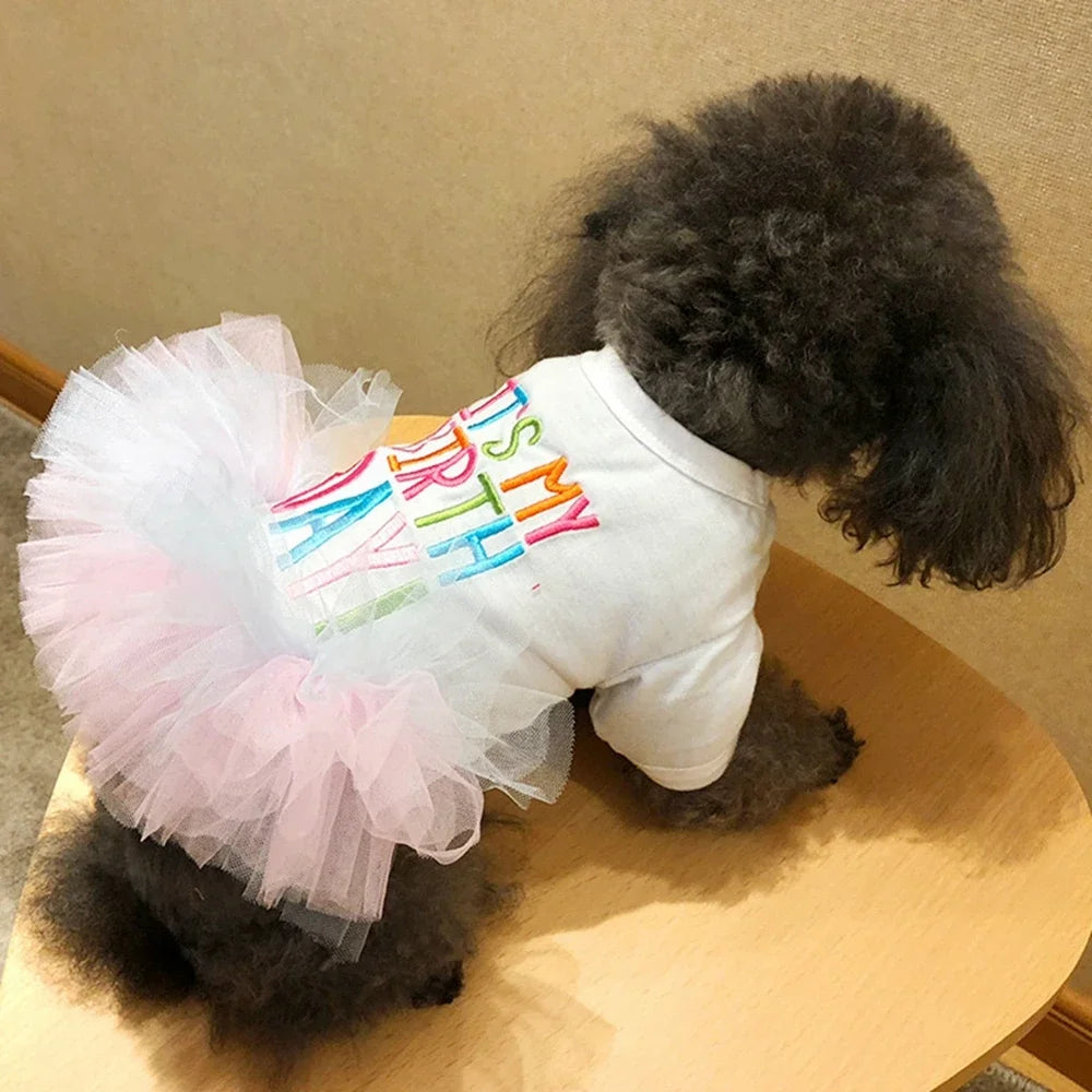 Birthday Tutu Dress for Small Medium Dogs