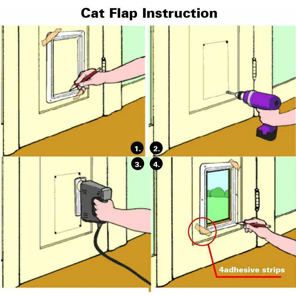 Four-Way Lock Dog Cat Flap for Small Pets
