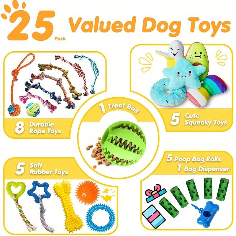 25pcs Luxury Dog Teething Toys