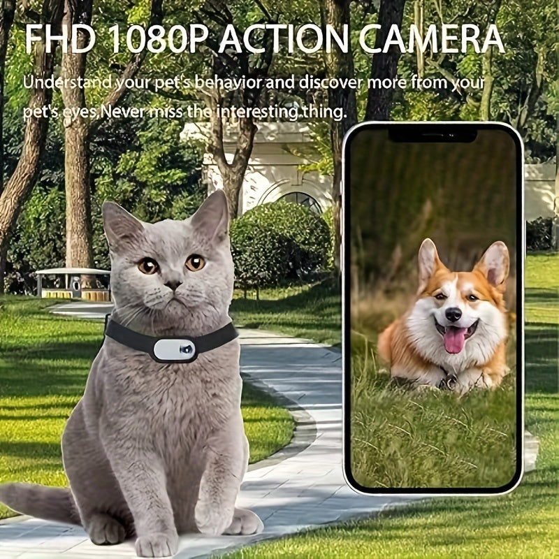Adjustable USB Rechargeable Pet Camera Collar - 1080P HD,