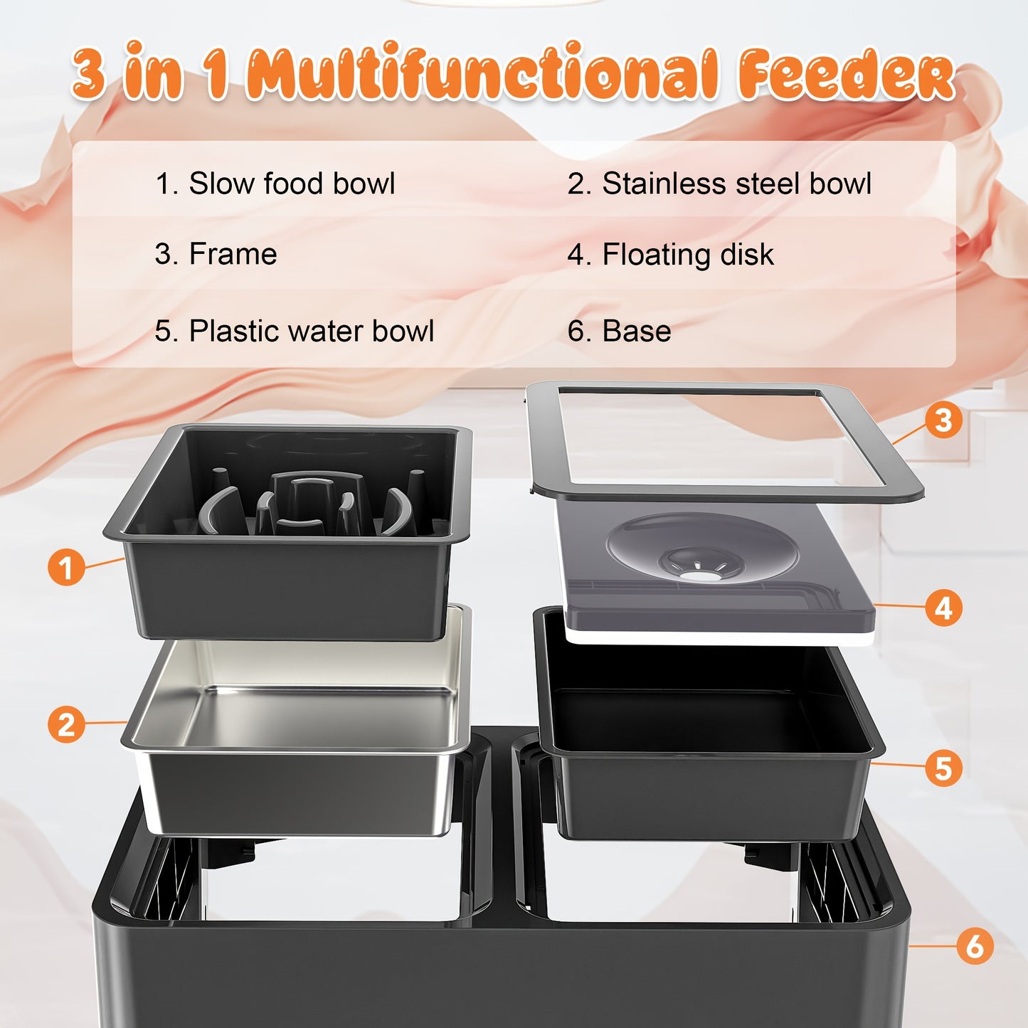 Elevated Food & No-Spill Water Bowl Set