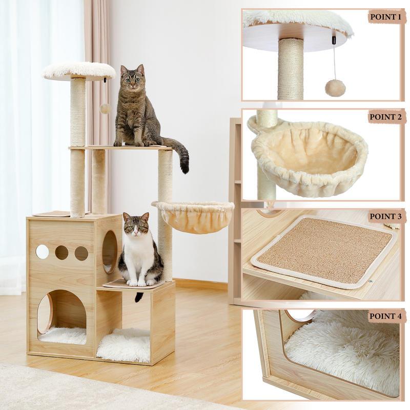 Luxurious and unique cat tower with 3 beds