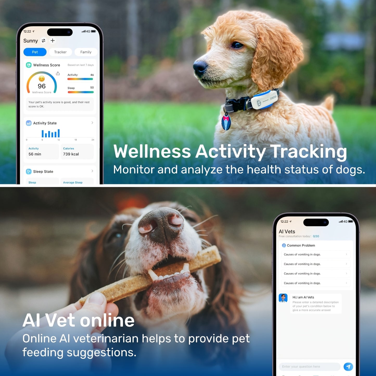 AI GPS Tracker for Dogs (30lbs+)