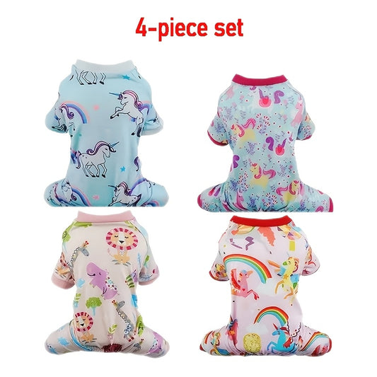 4pcs Comfortable Cute Pet Pajamas