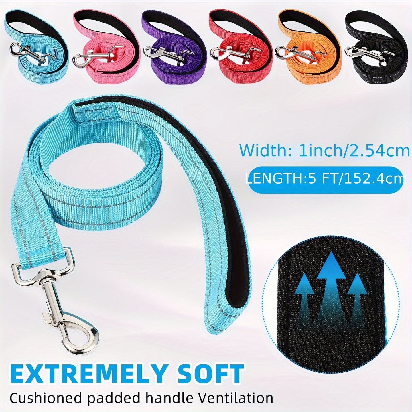 6 Sets Reflective Dog Leash And Collar