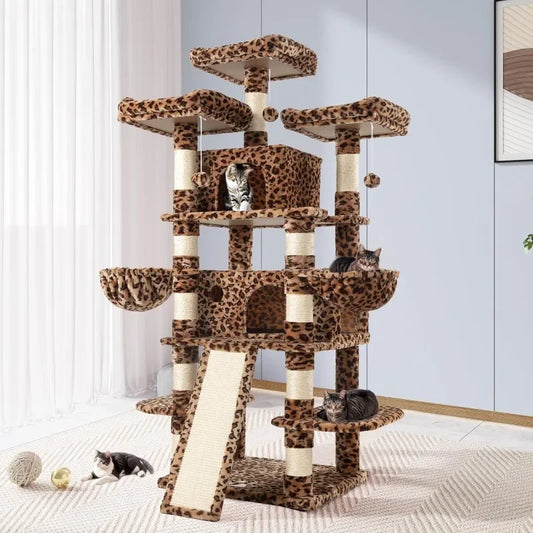 68 Inches Cat Climbing Scratching Tree House
