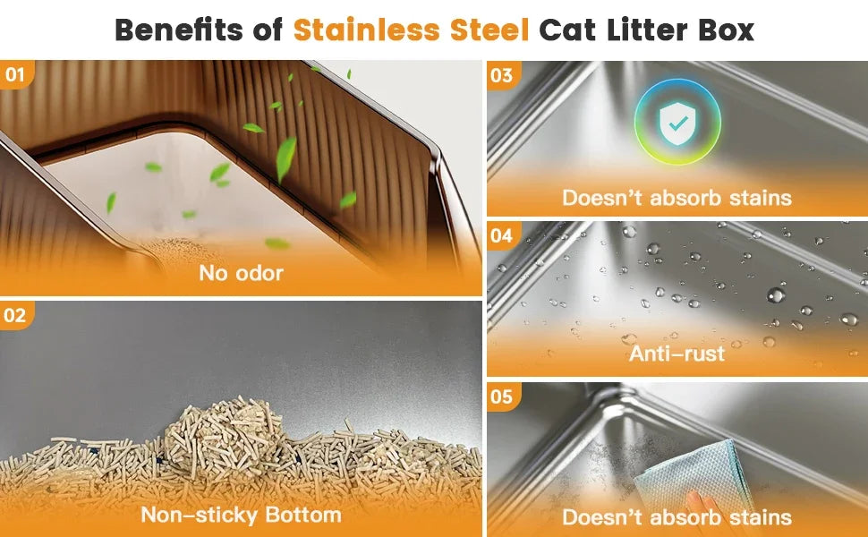 16” XL Stainless Steel Cat Litter Box