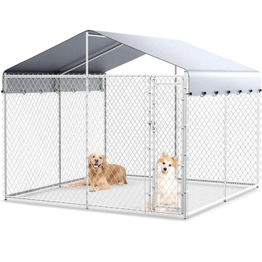 10x10x6.56ft Anti-Rust Dog Kennel Outside with Roof,