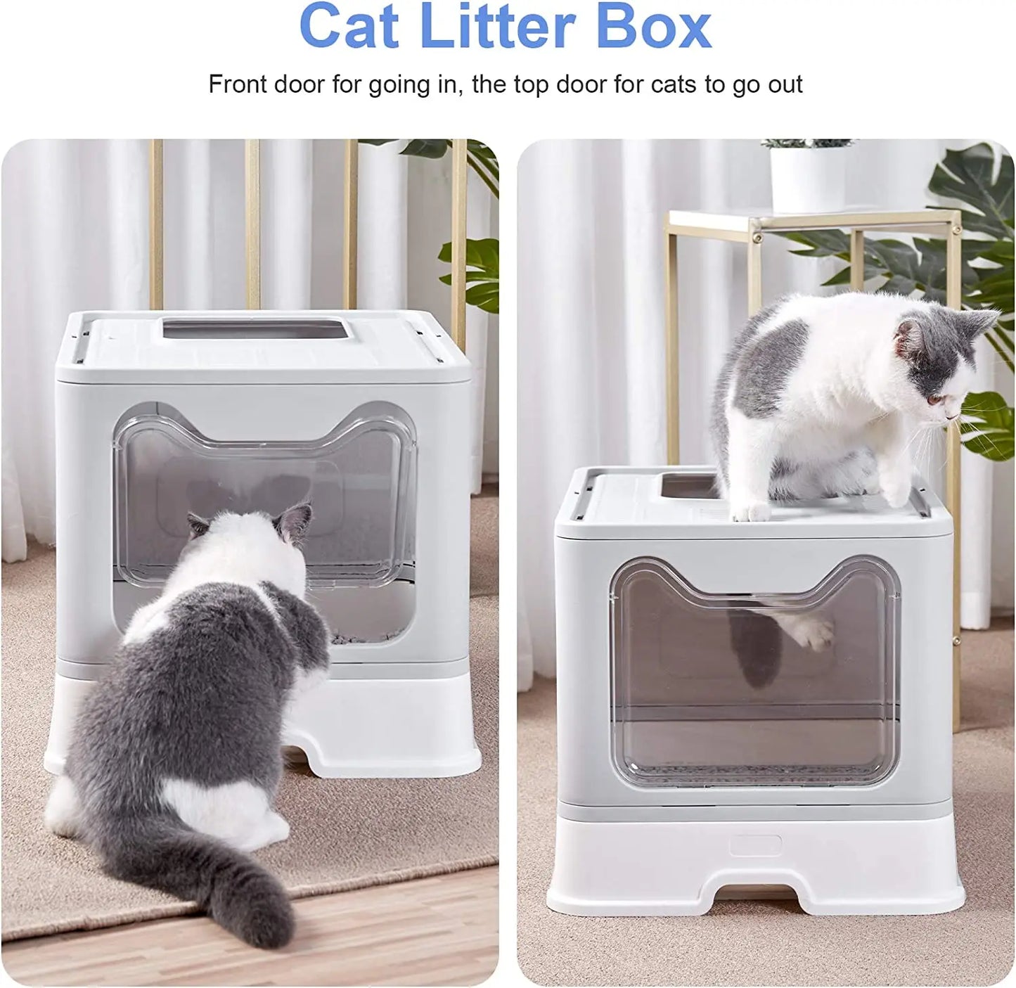 Cat Litter Tray Box with Scoop and Drawer