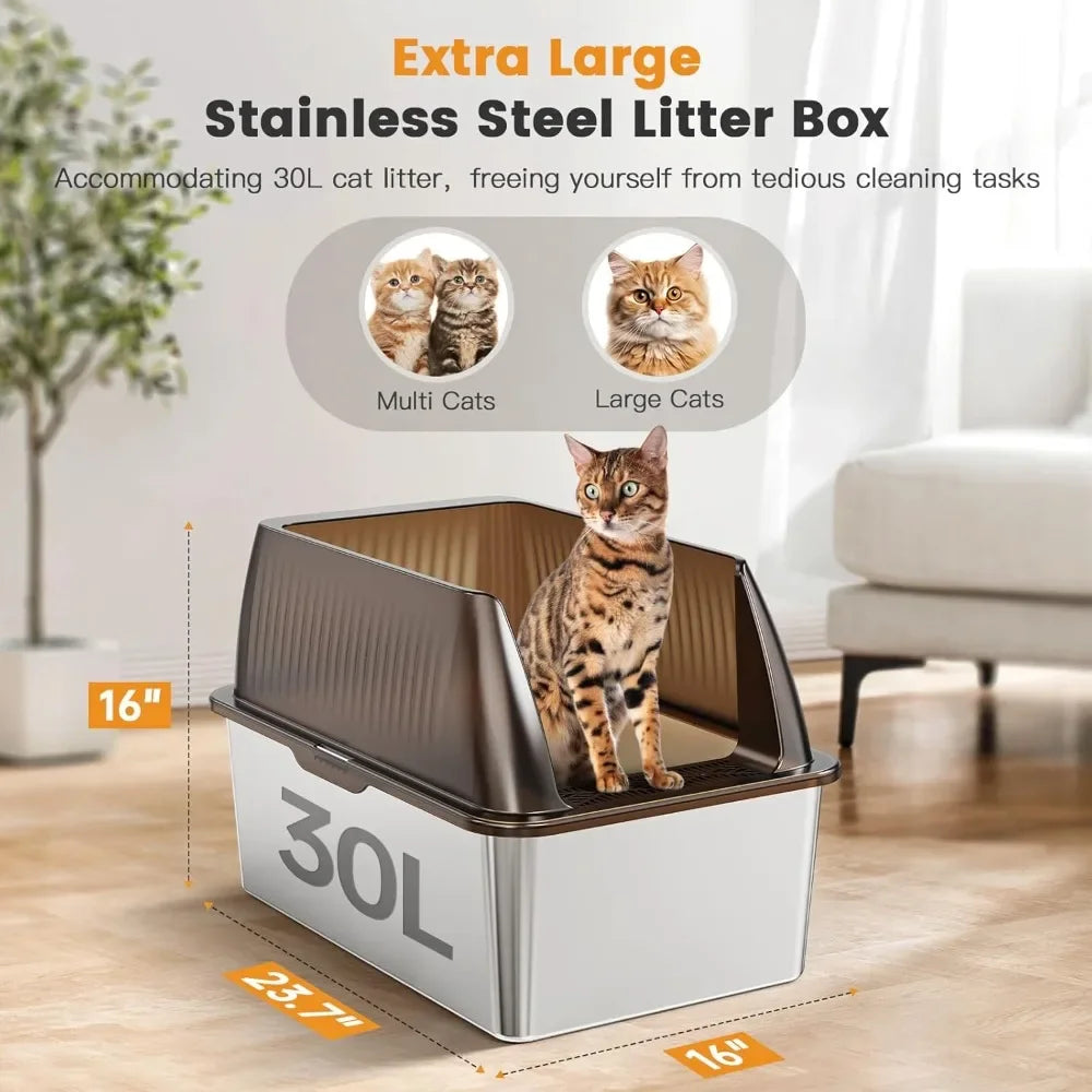 16” XL Stainless Steel Cat Litter Box
