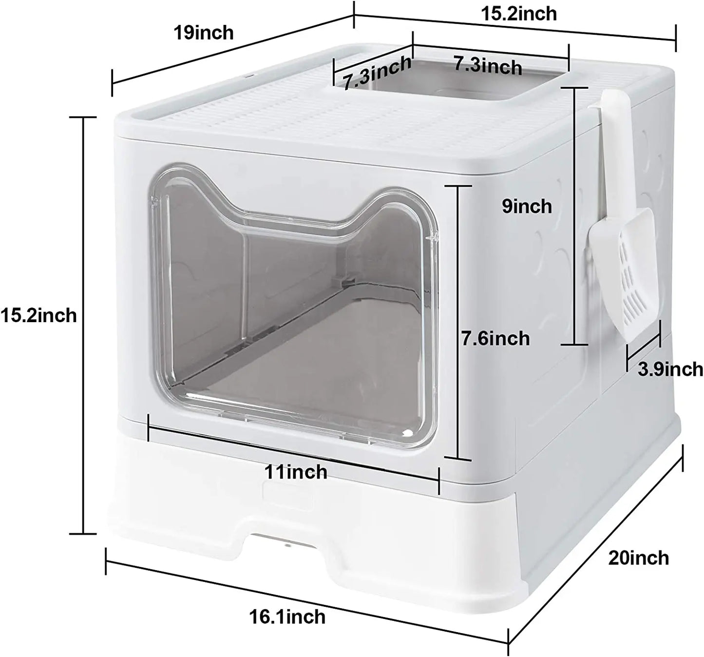Cat Litter Tray Box with Scoop and Drawer