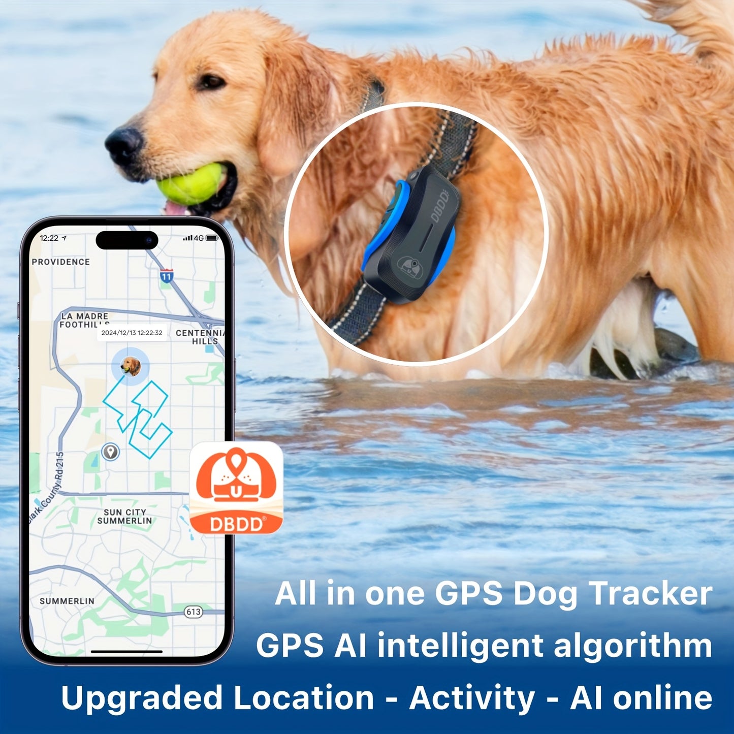 AI GPS Tracker for Dogs (30lbs+)